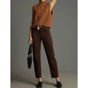 Pilcro Anthropologie The Wanderer Mid-Rise Relaxed-Leg Pants Size 27 Brown